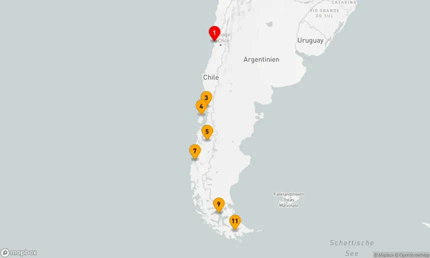 Route 10 Nächte - CHILE INTENSIV KREUZFAHRT: PUERTO MONTT,  CASTRO & PUNTA ARENAS