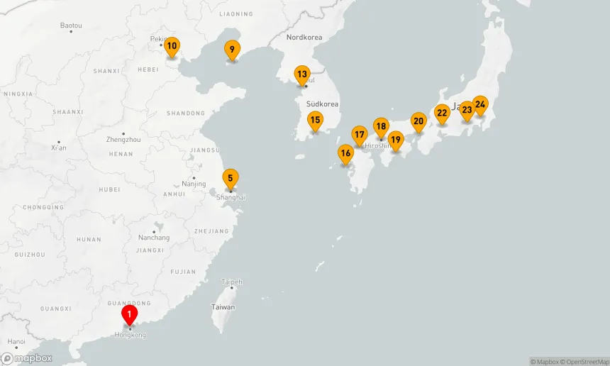 Route 24 Nächte - CHINA, KOREA & JAPAN KOMBINIERTE KREUZFAHRT: BEIJING, SEOUL & TOKYO