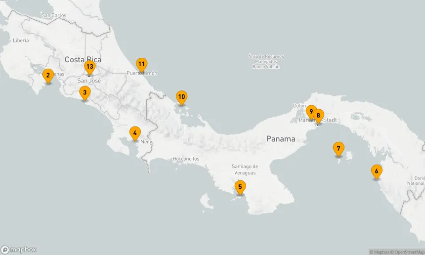 Route 12 Nächte - Costa Rica, Panama vom Atlantik zum Pazifik über den Panamakanal