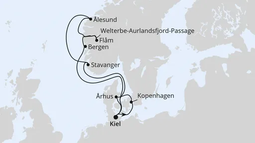Route Dänemark & Norwegen ab Kiel