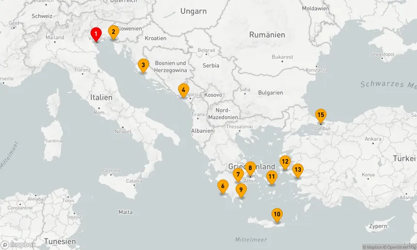 Route 14 Nächte - DALMATINISCHE PERLEN, MALTA, ITALIEN, GRIECHENLAND UND DIE TÜRKEI