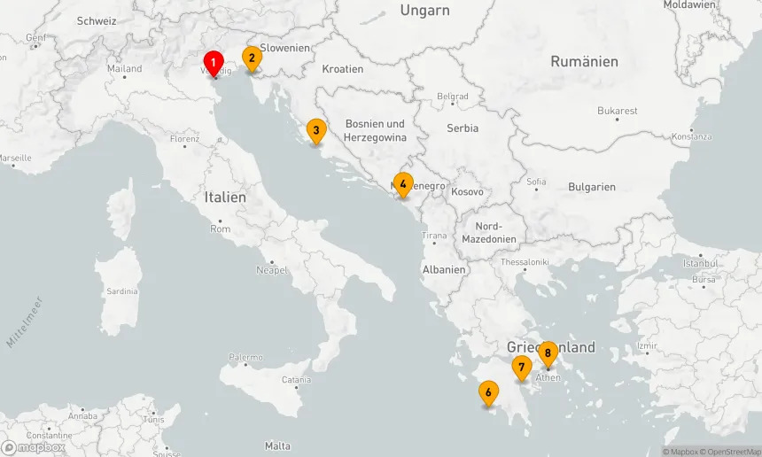 Route 7 Nächte - DALMATINISCHE PERLEN,  MONTENEGRO & GRIECHENLAND