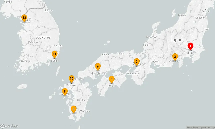 Route 12 Nächte - DAS BESTE AUS JAPAN UND SÜDKOREA