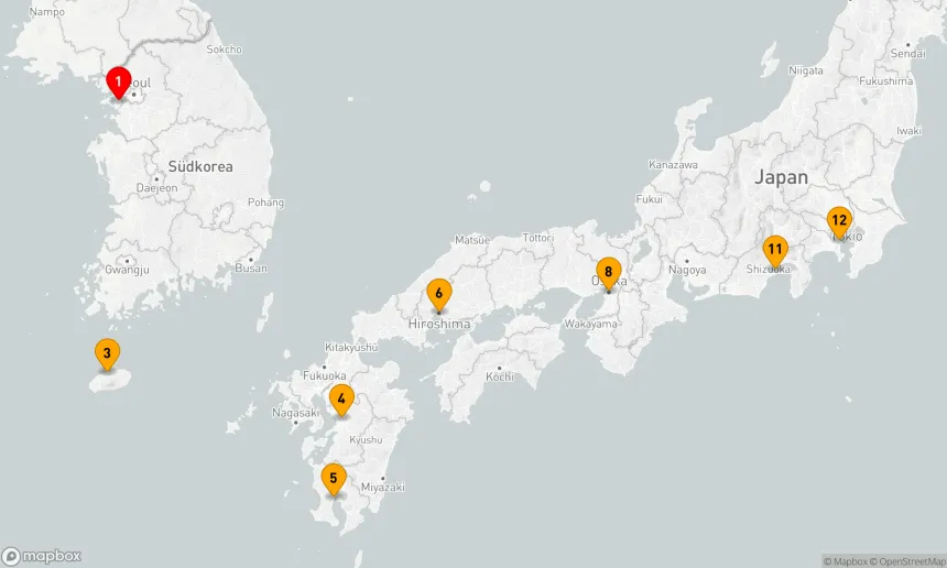 Route 12 Nächte - DAS BESTE AUS JAPAN UND SÜDKOREA