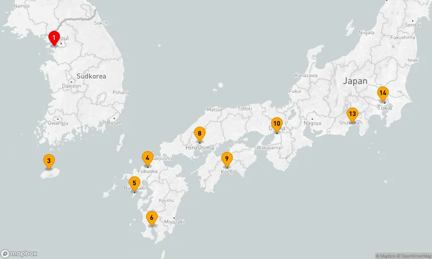 Route 13 Nächte - DAS BESTE AUS JAPAN UND SÜDKOREA