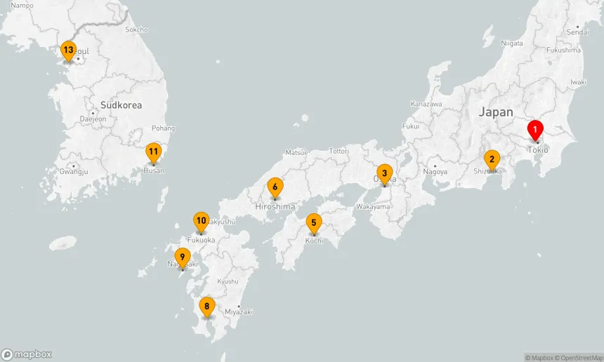 Route 12 Nächte - DAS BESTE AUS JAPAN UND SÜDKOREA