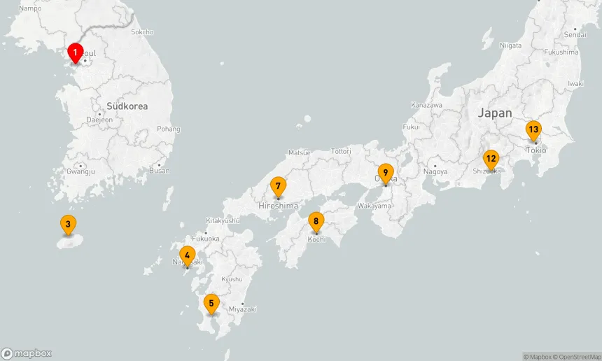 Route 12 Nächte - DAS BESTE AUS JAPAN UND SÜDKOREA