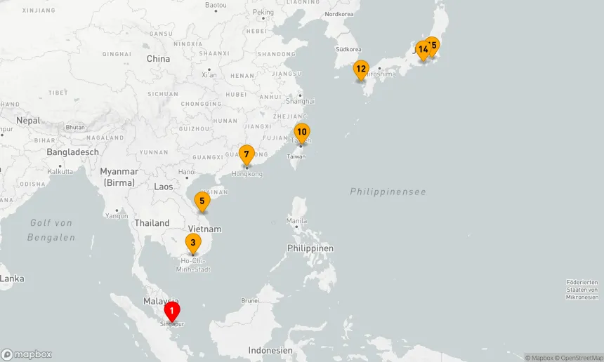 Route 15 Nächte - DAS BESTE AUS JAPAN, VIETNAM & HONGKONG