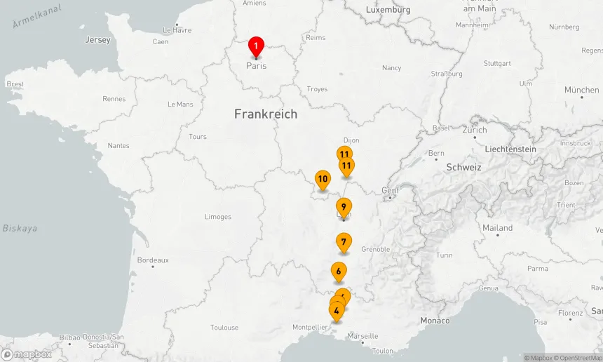 Route 12 Nächte - Das spektakuläre Südfrankreich mit Paris