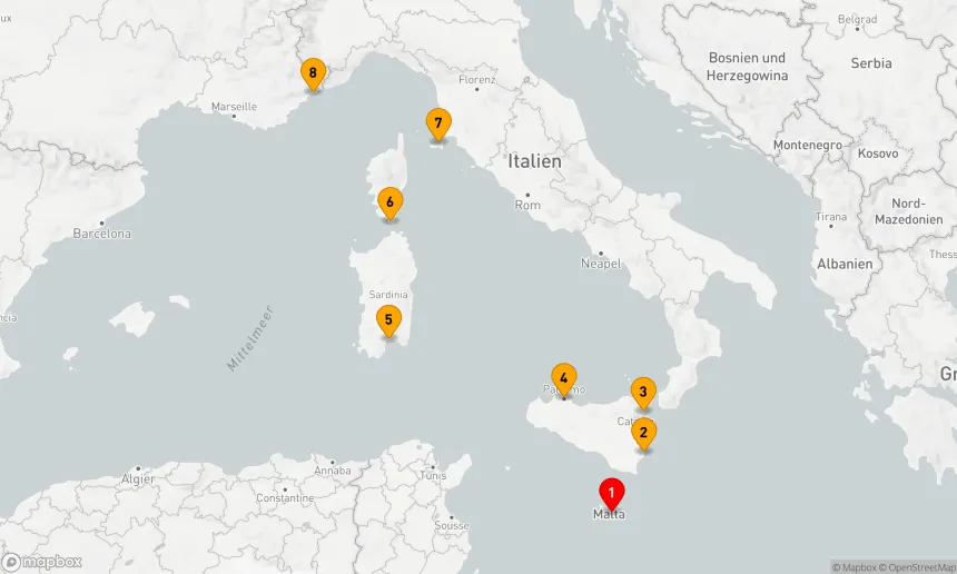 Route 7 Nächte - Die Inseln des Mittelmeers: Sizilien, Sardinien, Korsika und Elba – mit Smithsonian Journeys