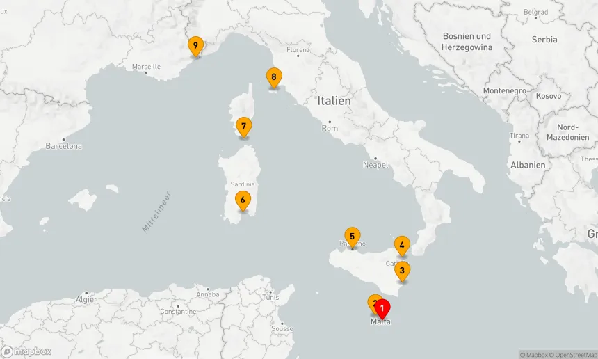 Route 8 Nächte - Die Inseln des Mittelmeers: Sizilien, Sardinien, Korsika und Elba – mit Smithsonian Journeys