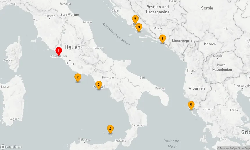 Route 8 Nächte - Die Inseln in Italien, Griechenland und Kroatien