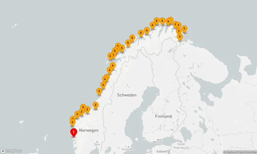 Route 10 Nächte - Die klassische Postschiffroute bis Trondheim