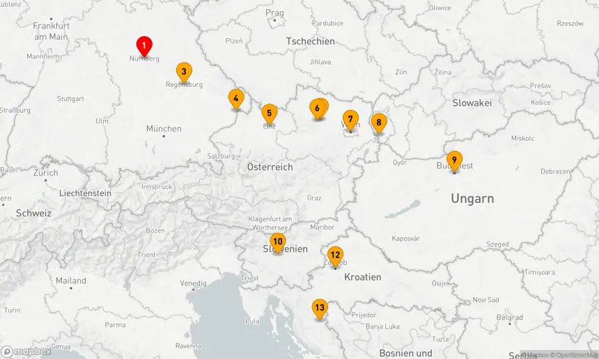 Route 13 Nächte - Donau im Detail mit Ljubljana & Zagreb