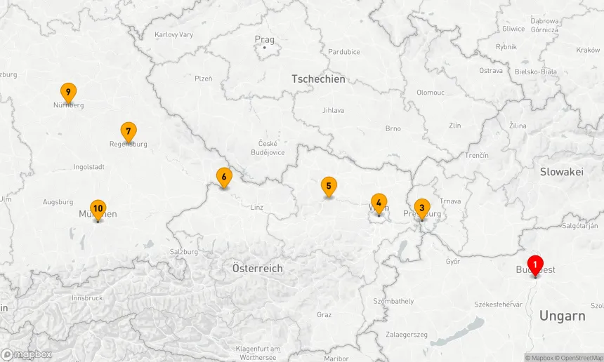Route 9 Nächte - Donaugenuss mit Nürnberg & München