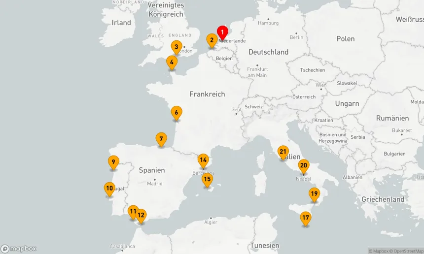 Route 20 Nächte - ENGLAND, FRANKREICH, IBERISCHE HALBINSEL & ITALIEN MIT ÜBERNACHTUNG AUF MALTA