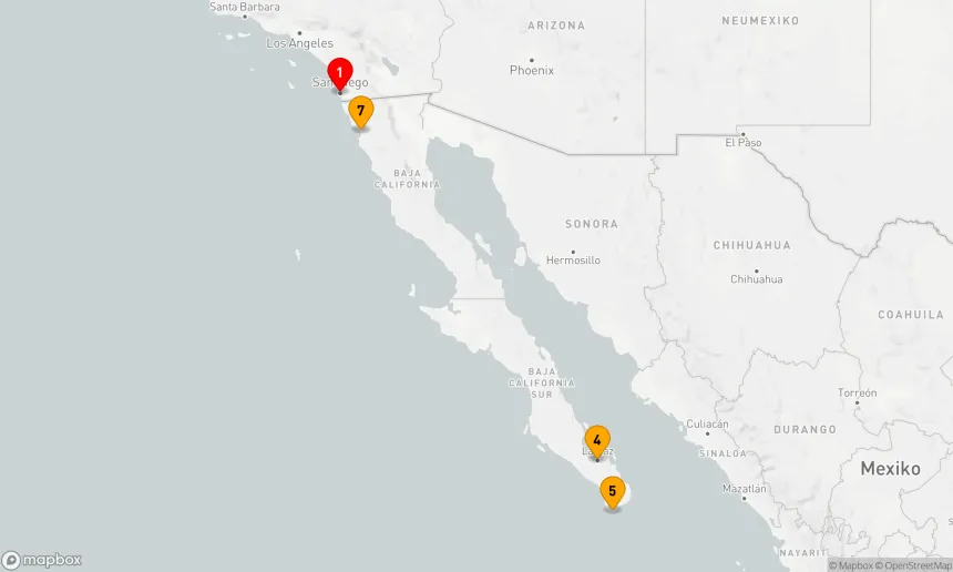 Route 7 Nächte - ENSENADA,  CABO & LA PAZ KREUZFAHRT