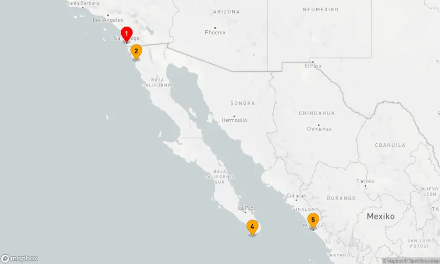 Route 7 Nächte - ENSENADA, CABO & MAZATLAN