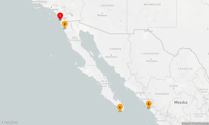Route 7 Nächte - ENSENADA, CABO & MAZATLAN KREUZFAHRT