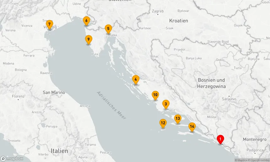 Route 14 Nächte - Entdecken Sie das Beste an der kroatischen Küste
