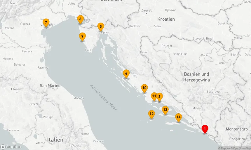 Route 14 Nächte - Entdecken Sie das Beste an der kroatischen Küste