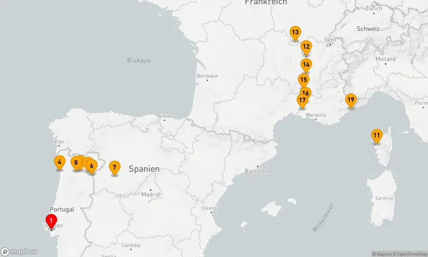 Route 20 Nächte - Entdecken Sie den Süden Frankreichs und Portugal: Lissabon bis Nizza