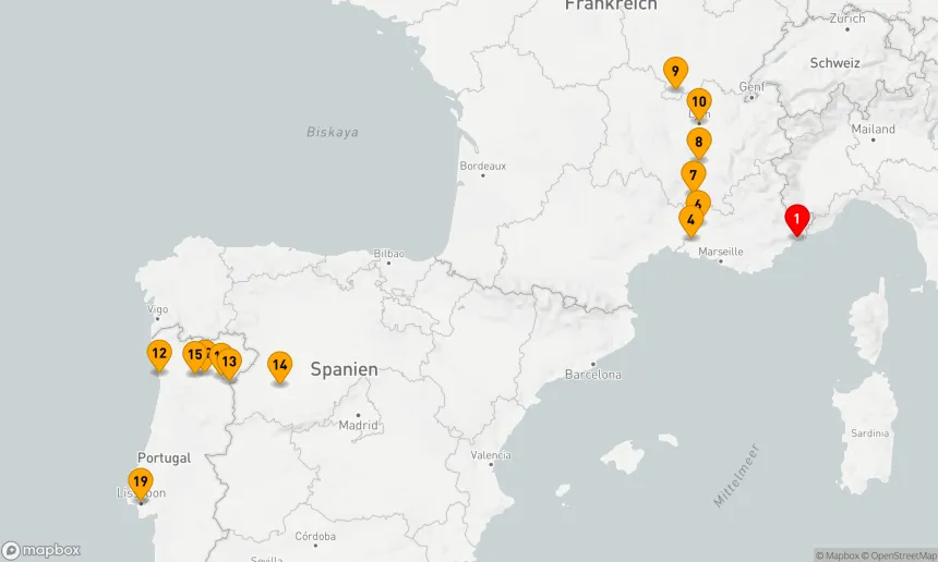 Route 20 Nächte - Entdecken Sie den Süden Frankreichs und Portugal: Von Nizza nach Lissabon
