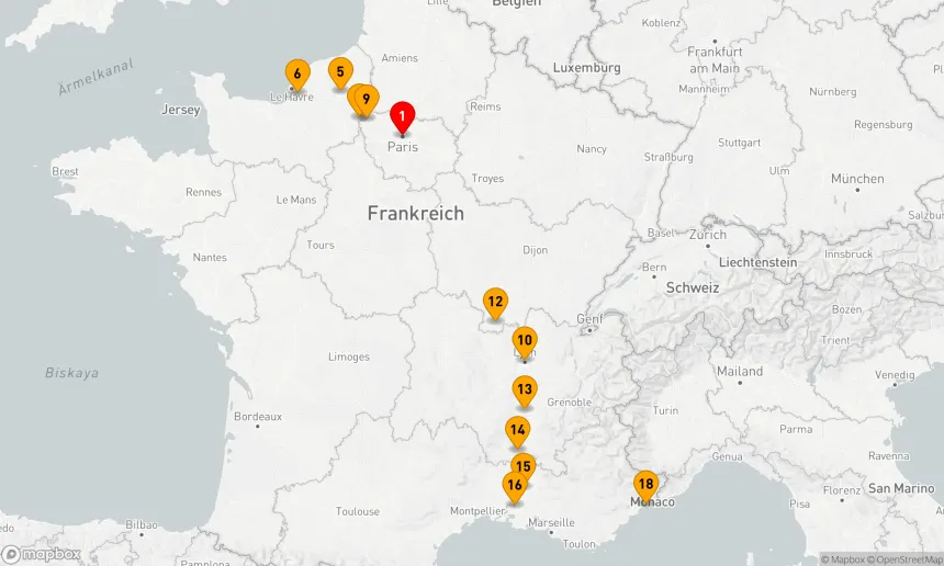 Route 19 Nächte - Entdecken Sie die Flüsse Frankreichs mit Paris und Nizza