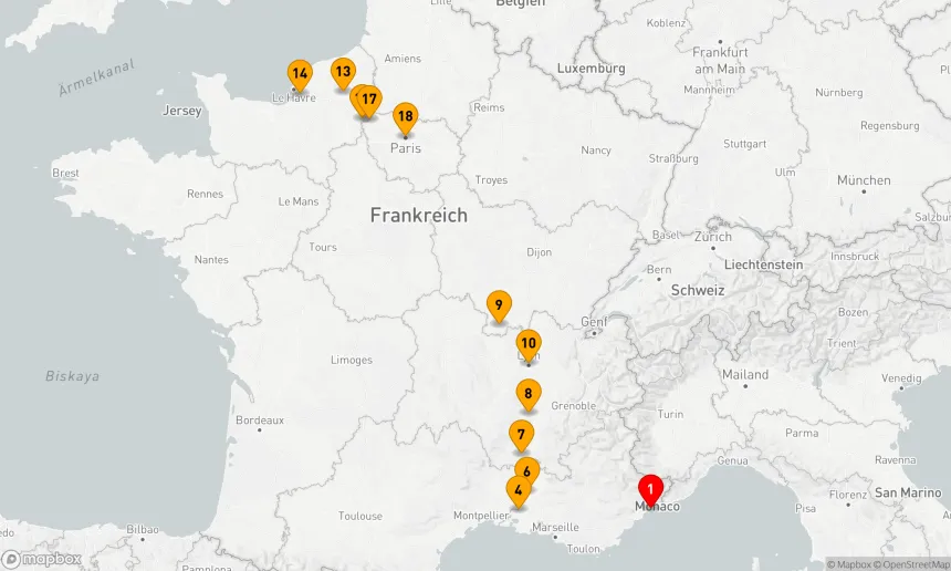 Route 19 Nächte - Entdecken Sie die Flüsse Frankreichs mit Paris & Nizza