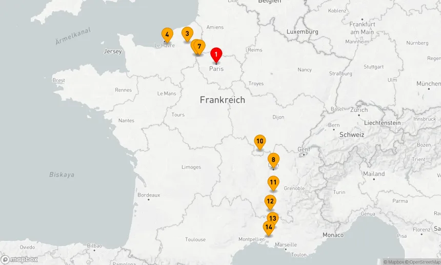 Route 14 Nächte - Entdecken Sie die Flüsse Seine und Rhône