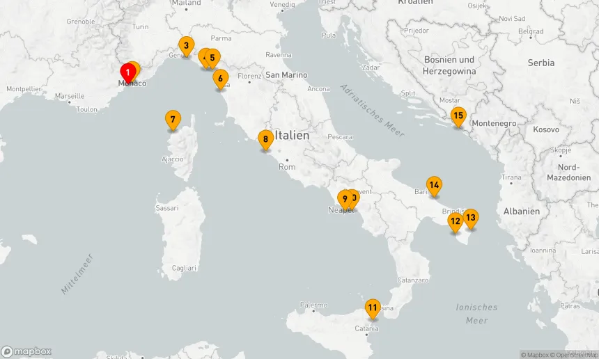 Route 14 Nächte - Entdecken Sie die französische und italienische Küste