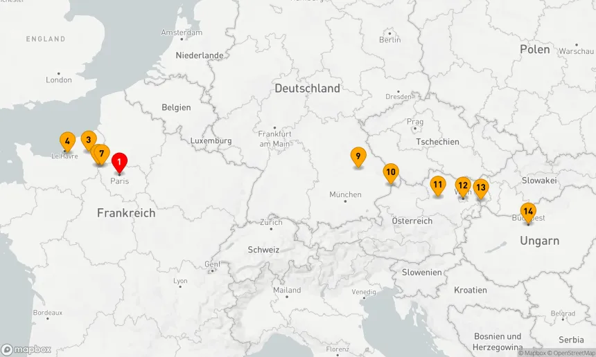 Route 14 Nächte - Entdecken Sie die Genüsse von Seine und Donau