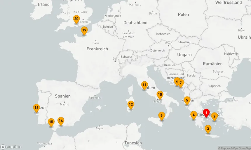 Route 19 Nächte - Entdeckungsreise durch das Mittelmeer und Westeuropa