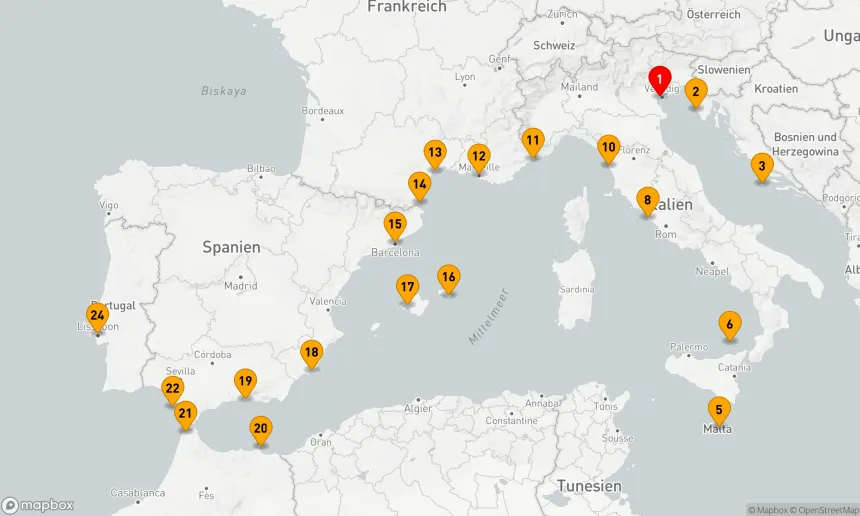 Route 23 Nächte - ENTDECKUNG DALMATINISCHER PERLEN, FRANKREICH & SPANIEN