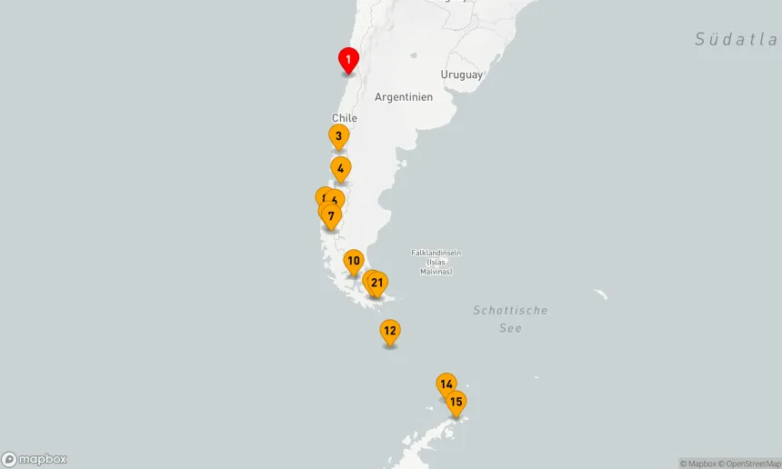 Route 21 Nächte - Patagoniens Fjorde und Antarktische Wunder