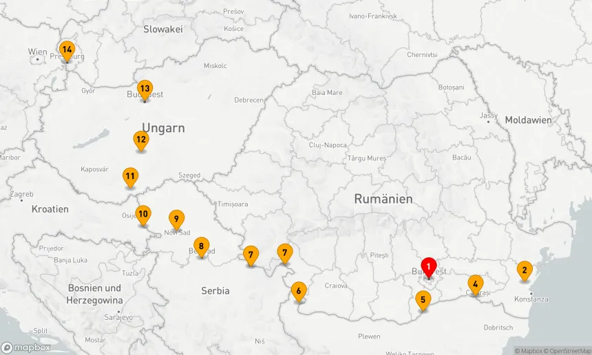 Route 15 Nächte - Entdeckung der unteren Donau