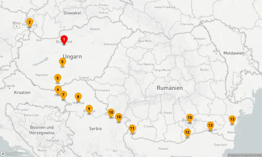 Route 15 Nächte - Entdeckung der unteren Donau