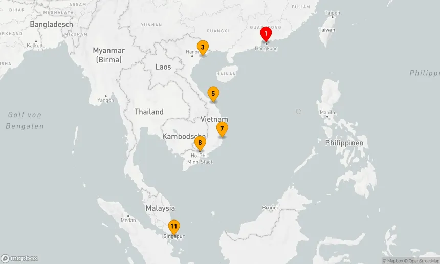 Route 10 Nächte - Entdeckungsreise an Asiens Küsten