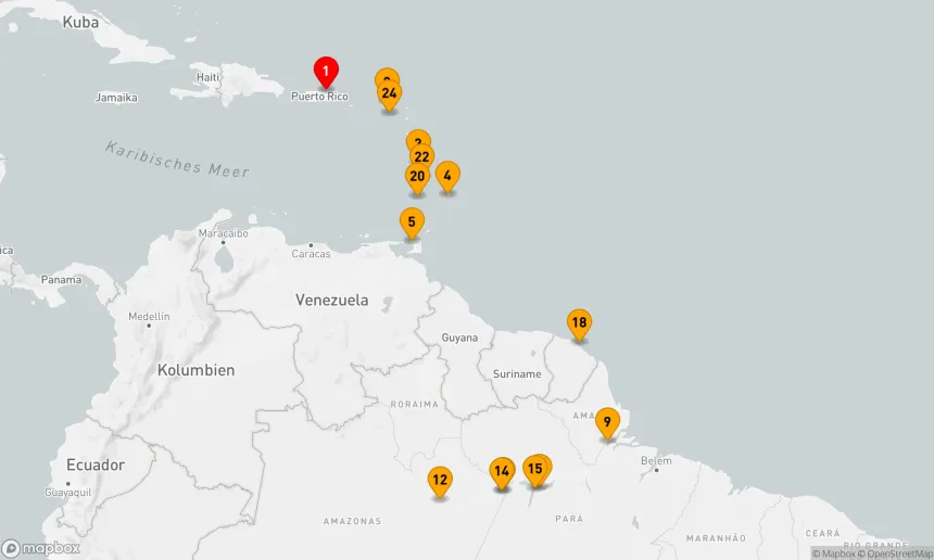 Route 24 Nächte - Entdeckungsreise durch die Karibik und den Amazonas
