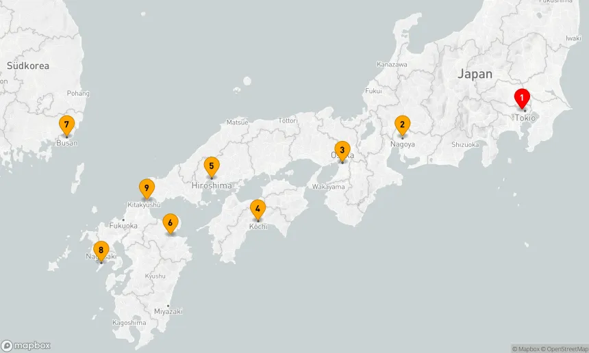 Route 10 Nächte - Entdeckungsreise durch Japans Kultur und Küstenzauber
