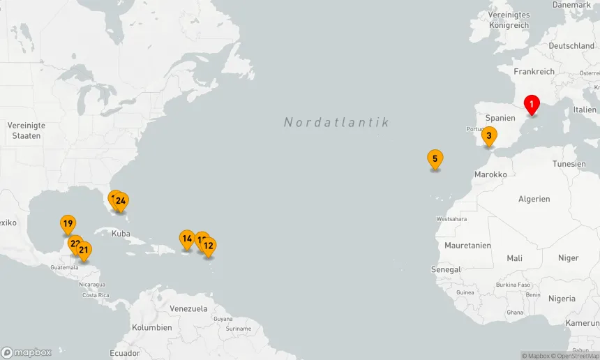Route 24 Nächte - Entdeckungsreise von Europas Kultur zur Karibikperle