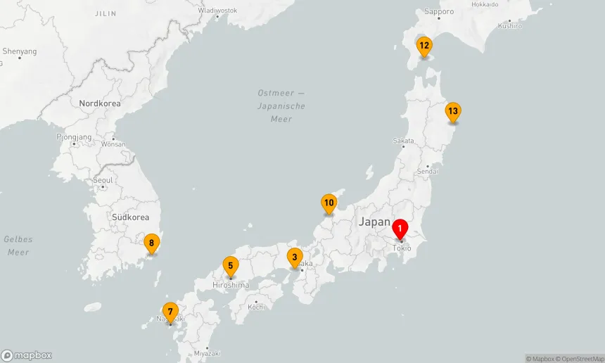 Route 14 Nächte - Erkundungsreise Japans und Koreas Schätze
