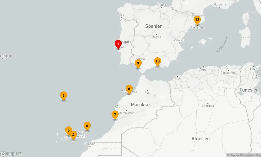 Route 11 Nächte - Europe - Canary Island (LIS/BCN)