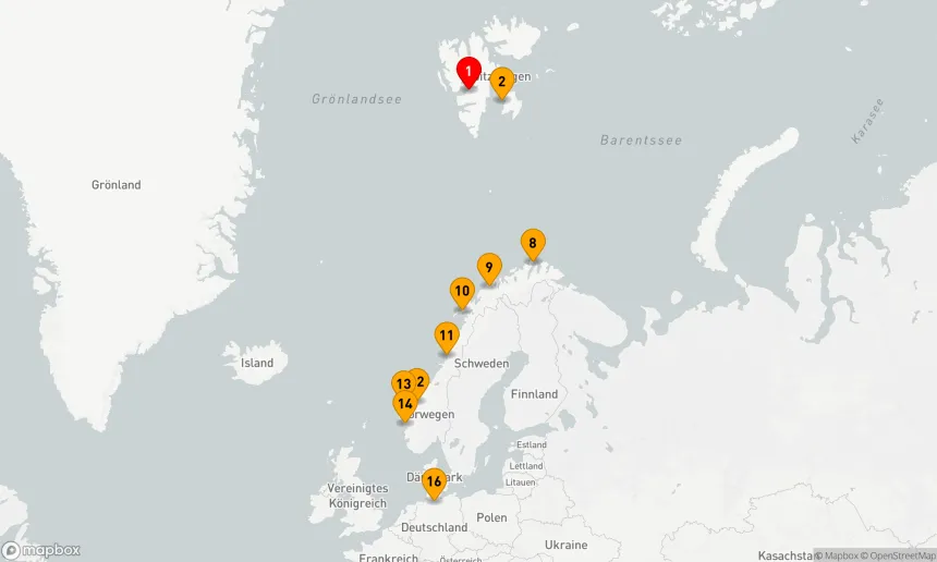 Route 15 Nächte - Expedition Spitzbergen und Norwegen (Polarlicht-Abenteuer): Arktis, Abenteuer und Aurora borealis (NAT2718)
