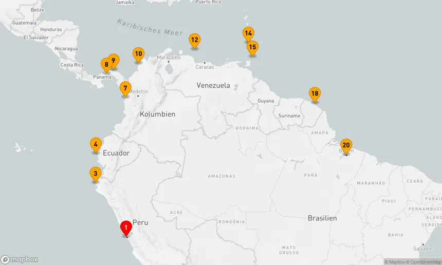 Route 19 Nächte - Expedition Süd- und Mittelamerika mit Panamakanal: Dschungelabenteuer und Karibik-Zauber um den Äquator (INS2705)