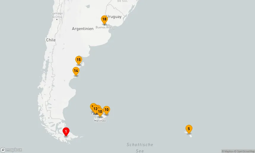 Route 18 Nächte - Falkland, Südgeorgien & Halbinsel Valdés: Im Herzen der Wildnis