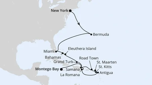 Route Florida, Bahamas & Karibik ab New York 2