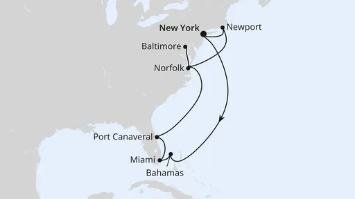 Route Florida, Maryland & Bahamas ab New York