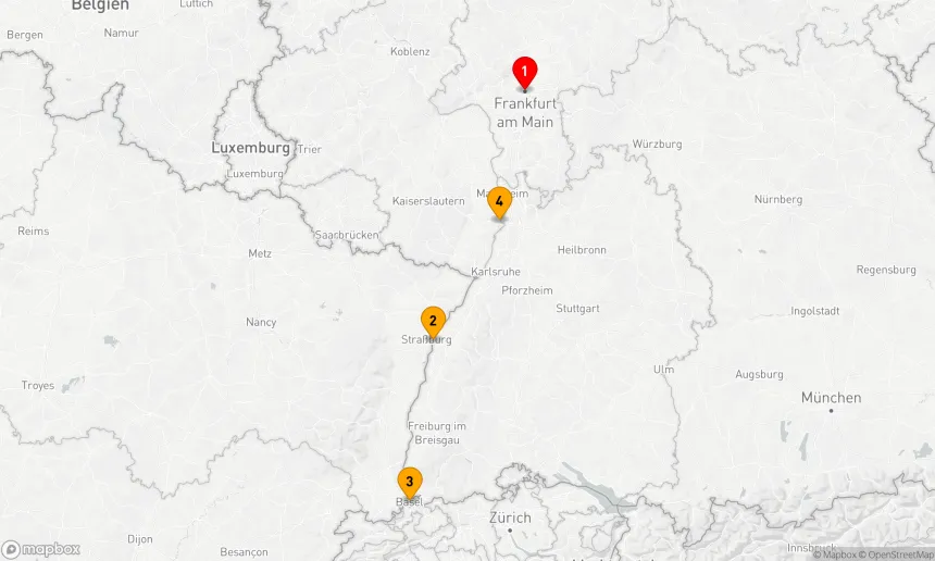 Route 4 Nächte - Fluss der Lichter auf Rhein & Main
