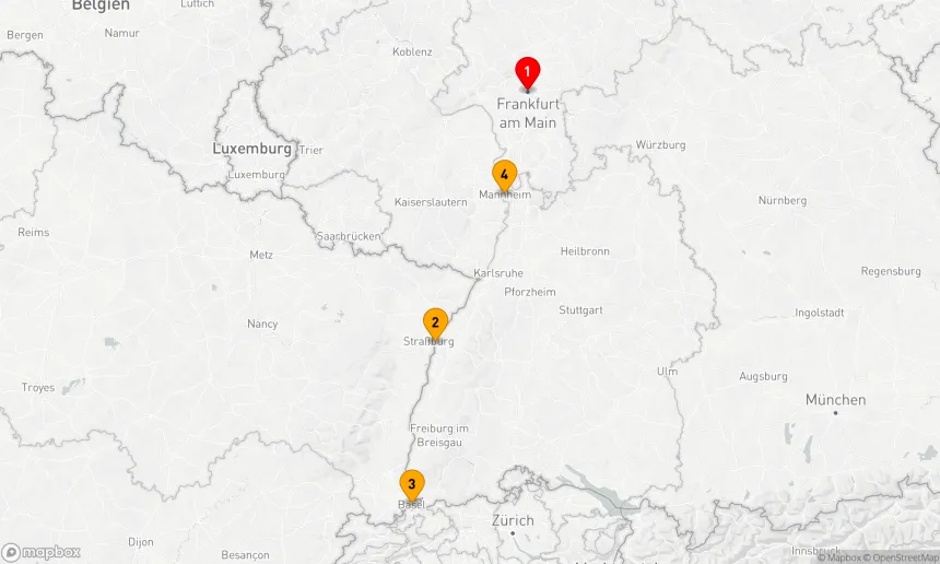 Route 4 Nächte - Fluss der Lichter auf Rhein & Main